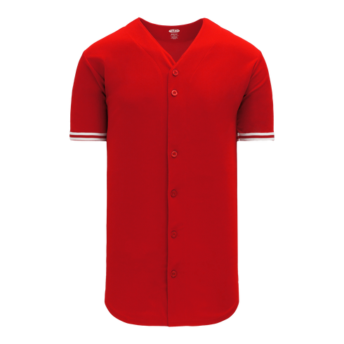 Athletic Knit Full Button Baseball Jersey with Braided Trim (BA5500)
